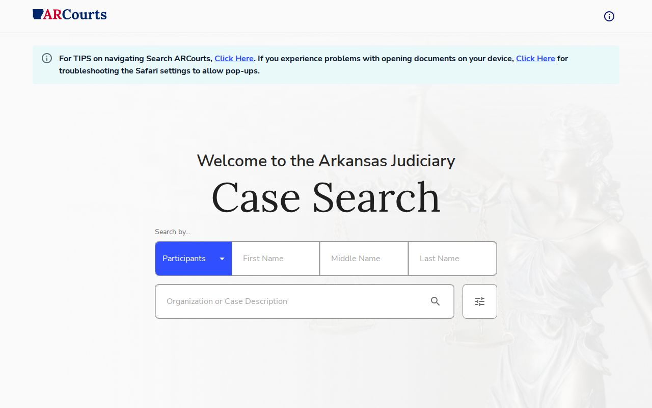 Little River County docket search Search ARCourts interface