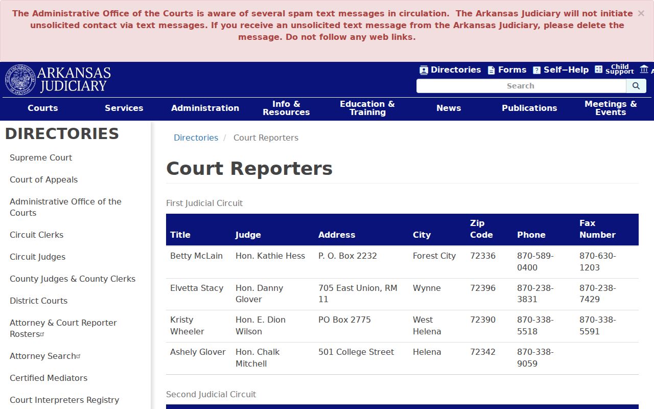 Little River County civil court docket court reporters directory
