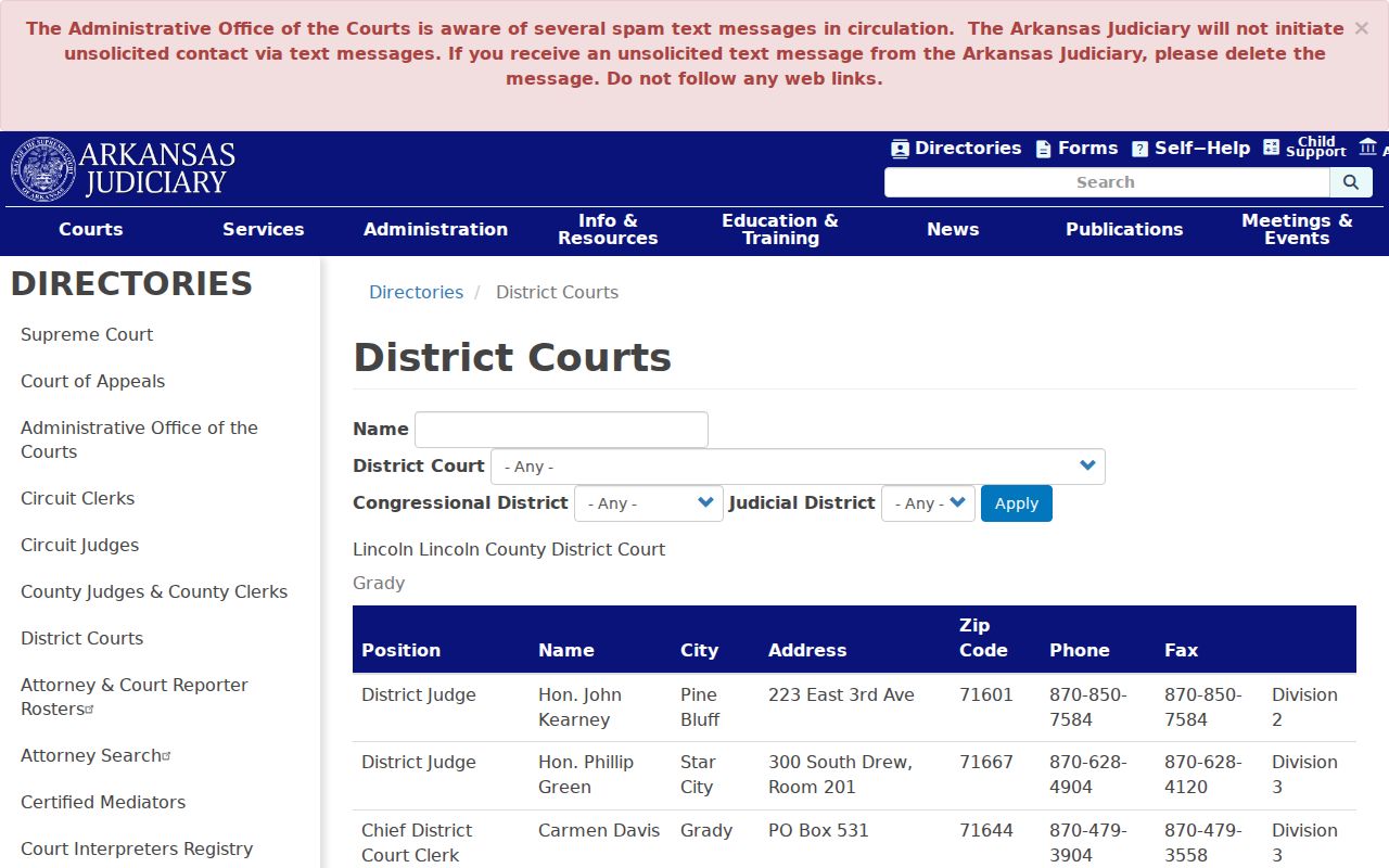 Little River County court schedule district court directory