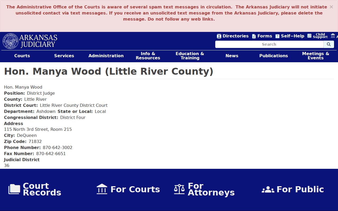 Little River County court schedule district judge listing