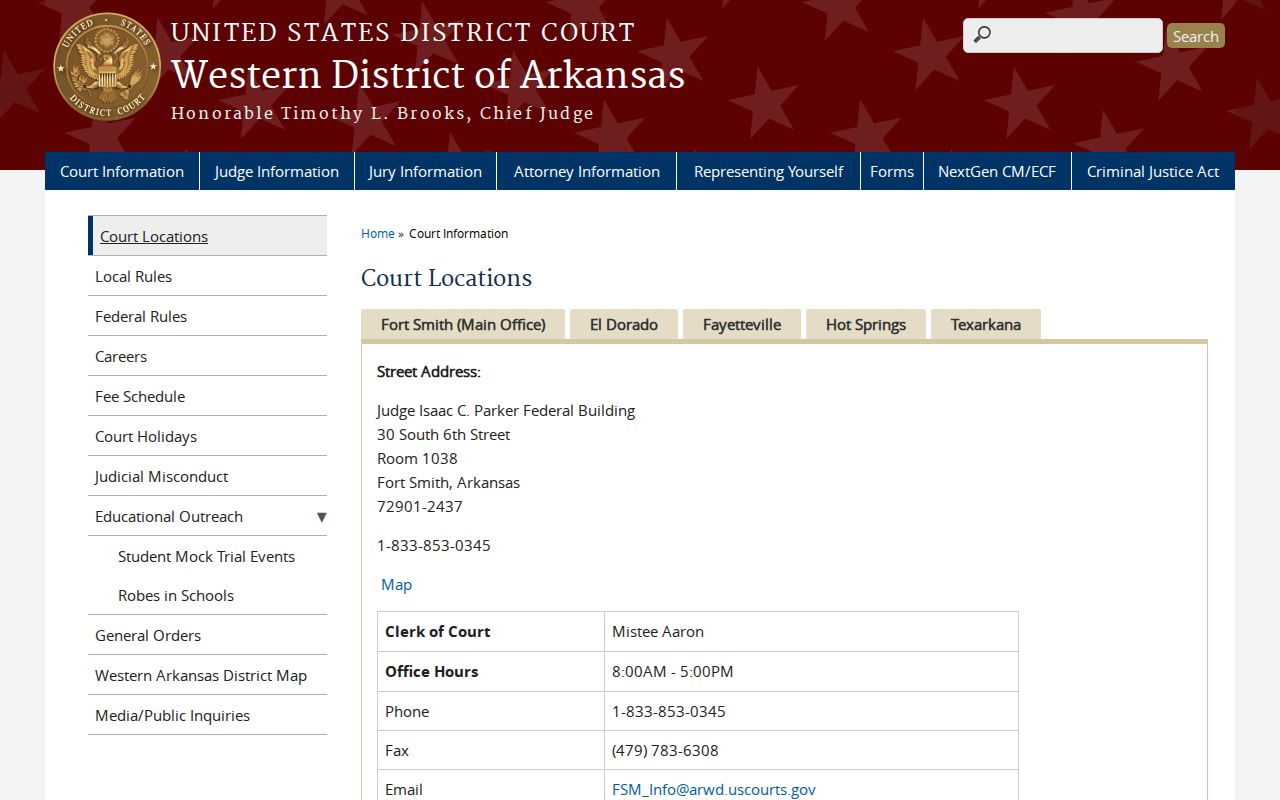 Federal court locations page for Ogden-related Western District cases