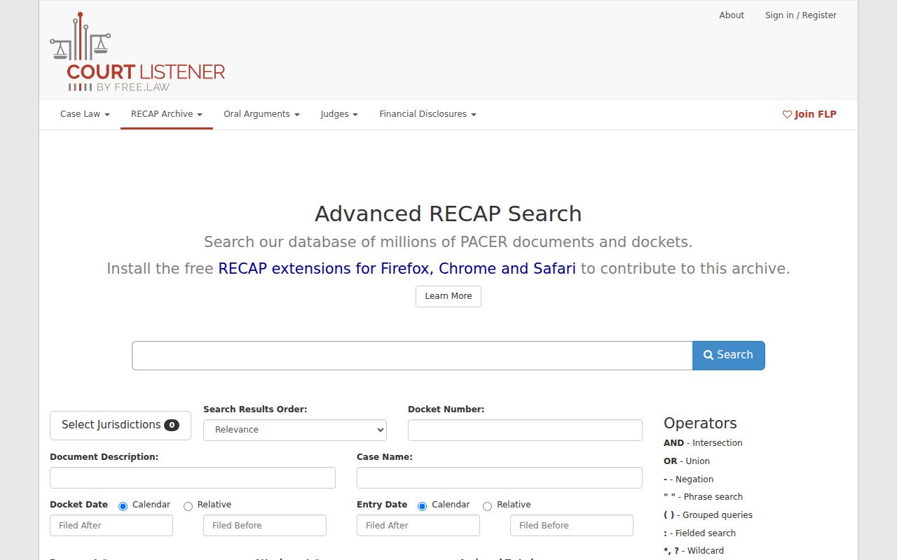 RECAP archive search for available Ogden-related federal filings