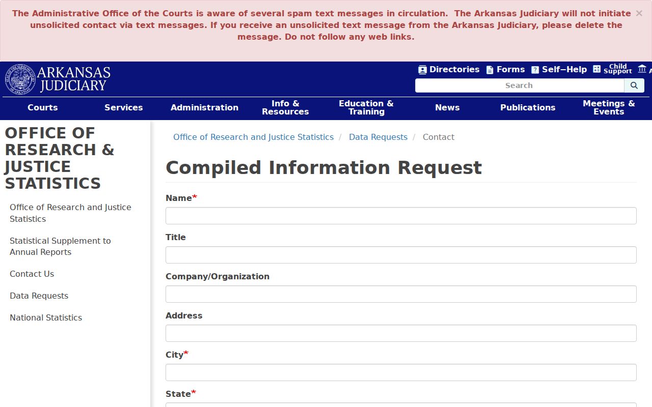 Arkansas compiled information request form distinguished from Wilton case copies