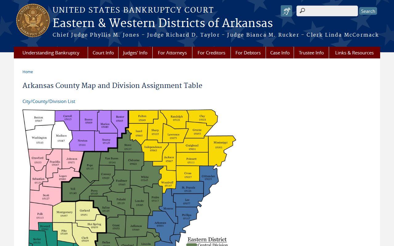 Federal bankruptcy division assignment for Winthrop and Little River County